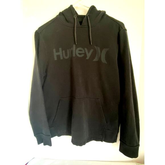 Hurley mens small black hoodie hooded sweatshirt distressed cotton blend - Picture 1 of 4